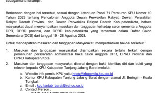 KPU Tanjab Barat Umumkan Daftar Calon Sementara Anggota DPRD